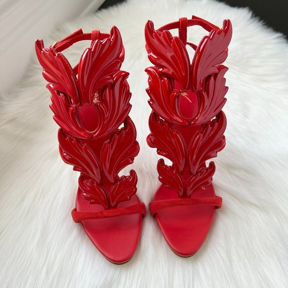 Giuseppe Zanotti Women's Red Coline 110 Wing Sandals Size 38.5 - Picture 4 of 13